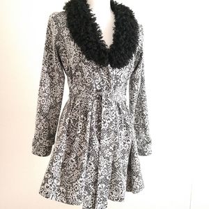 John Paul Richard Coat Black White Lace Print PL Petite Large Chest 36"